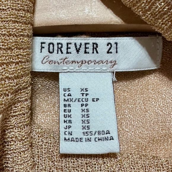 Forever 21 Contemporary Nude Glittery Turtle Neck Lightweight Sweater Sz XS - Picture 7 of 9